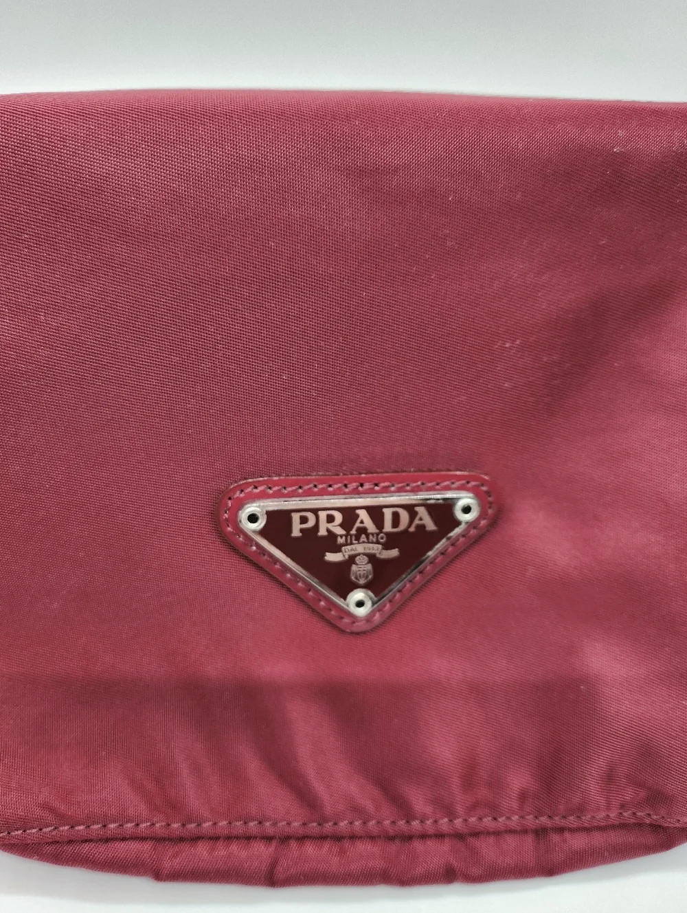 PRADA Tessuto Burgundy Nylon Drawstring Pouch